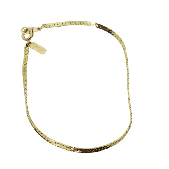 GOLDPLATED LADIES HERRINGBONE CHAIN TENNIS BRACELET - Picture 4 of 5